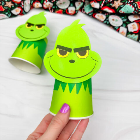finish craft of grinch paper cup