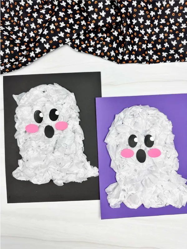 two side by side examples of tissue paper ghost