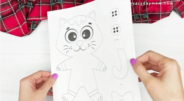 printed template of Gingerbread cat craft