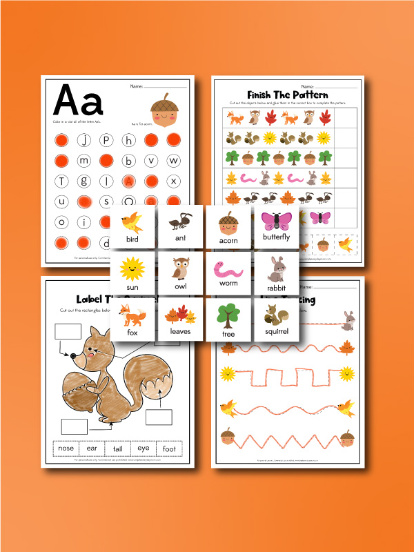 little acorn book activities collage