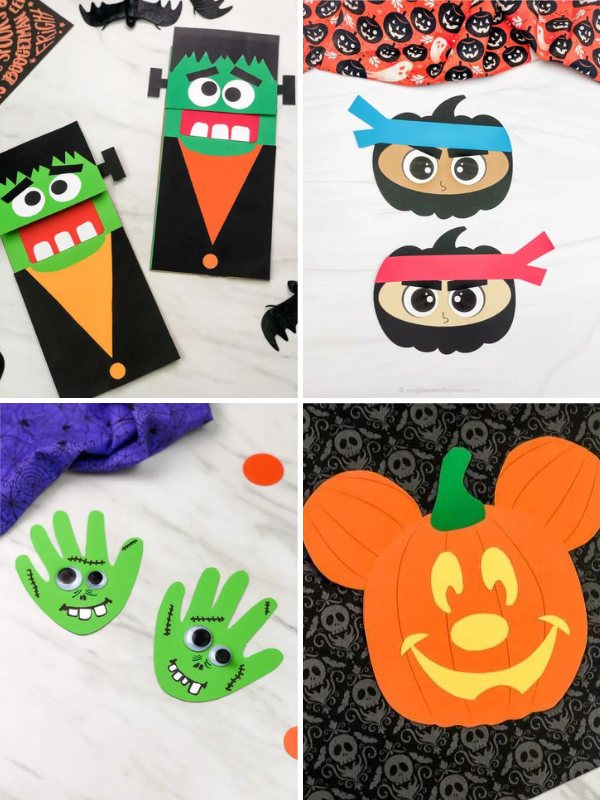 collage of halloween diy crafts