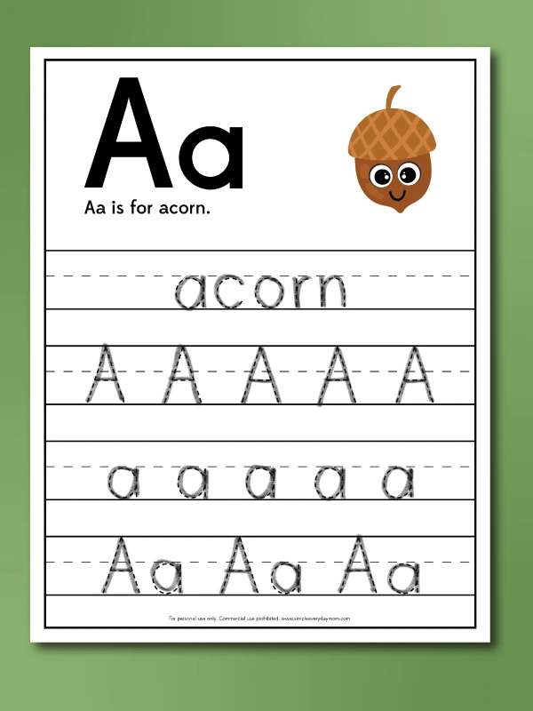 acorn handwriting practice image