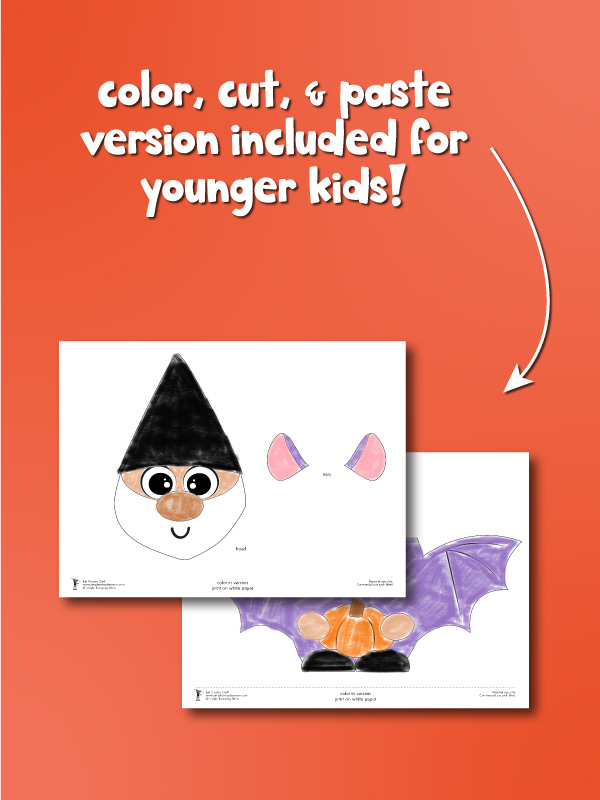 color cut and paste version of bat gnome craft