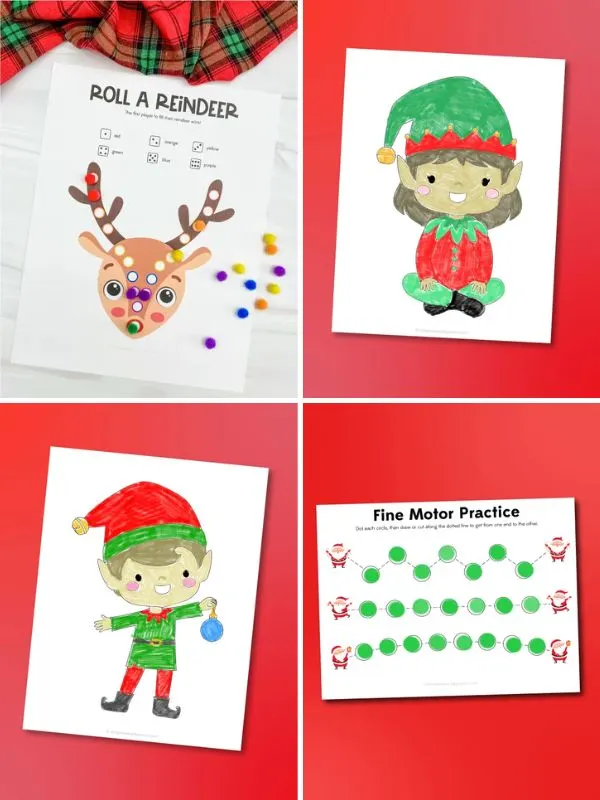 collage of Christmas Activities for Kindergarten