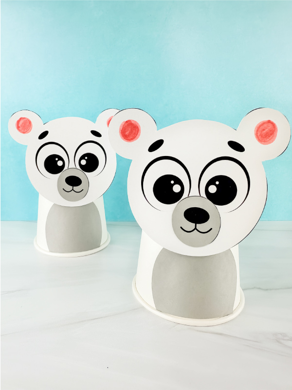 dual image of polar bear paper cup craft right and left
