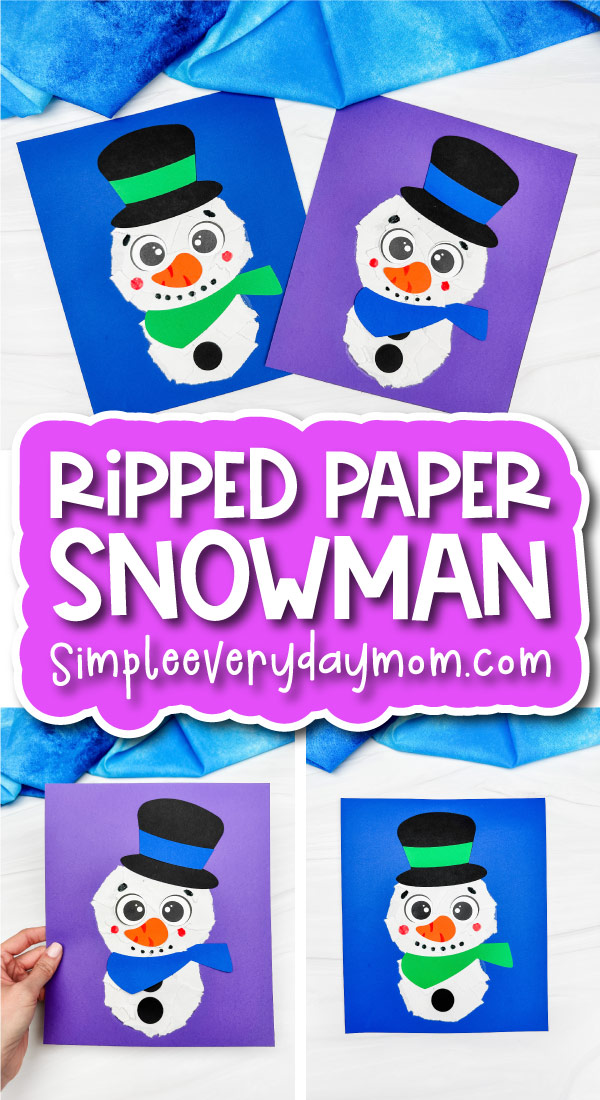 Ripped Paper Snowman Craft For Kids [Free Template]