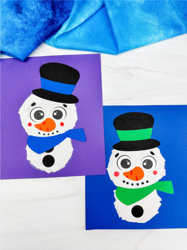 Ripped Paper Snowman Craft For Kids [Free Template] Story