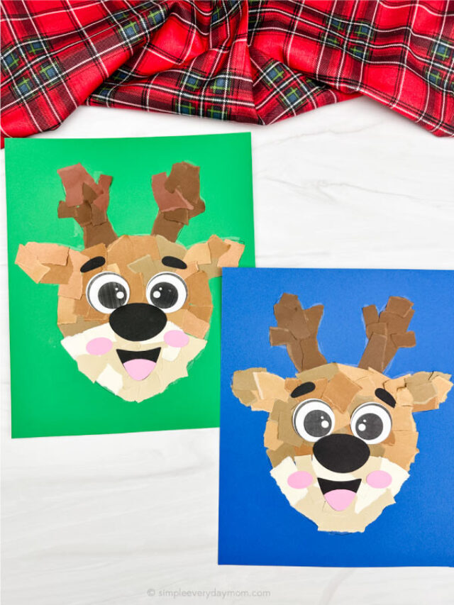 Torn Paper Reindeer Craft For Kids [Free Template] Story