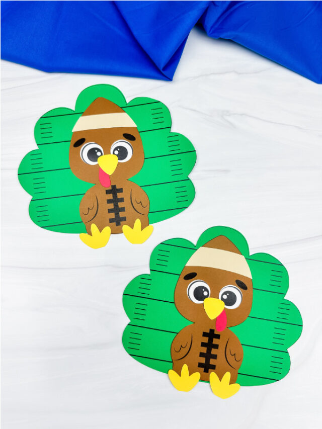 double image of football turkey craft side by side