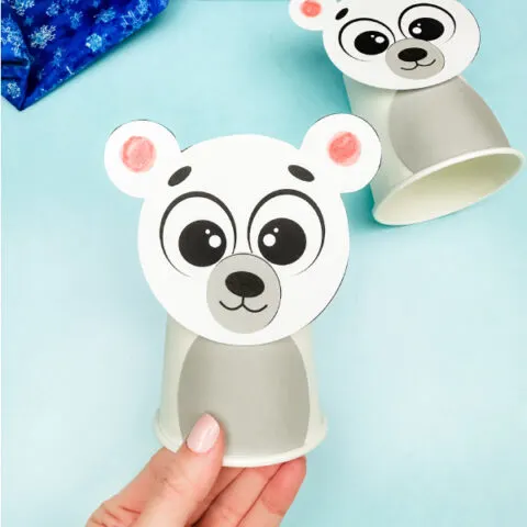 holding the polar bear paper cup craft