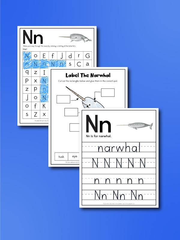 Narwhal worksheets collage