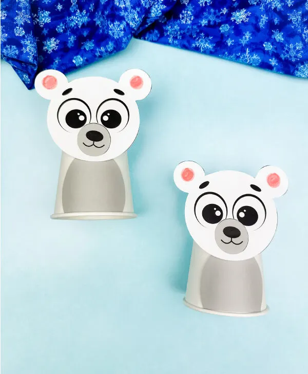 dual image of polar bear paper cup craft