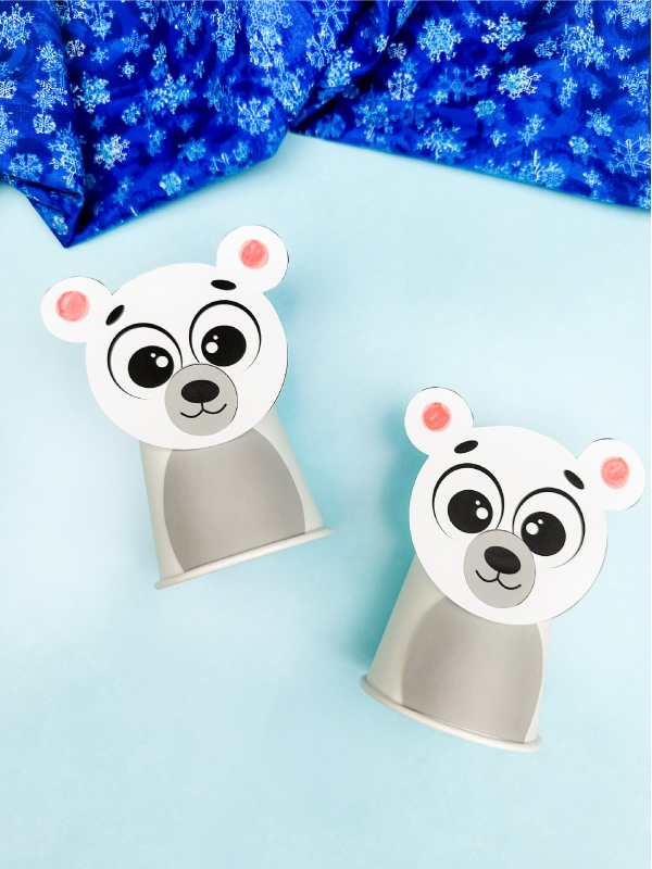 dual image of polar bear paper cup craft side by side