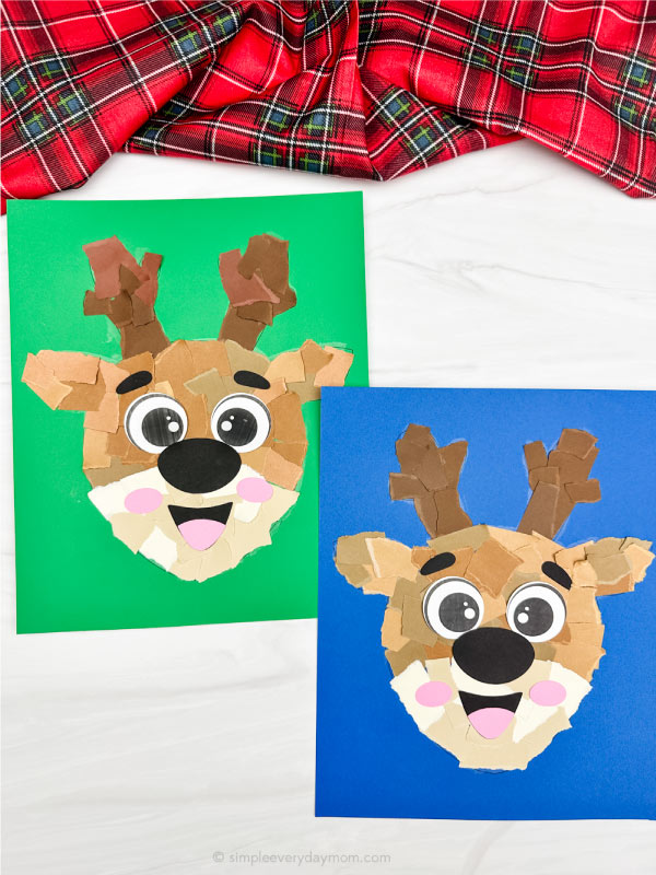 dual version of torn paper reindeer craft