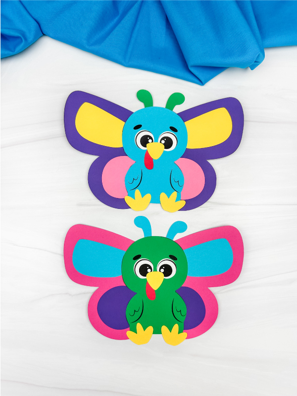 double photo of butterfly turkey craft top and bottom