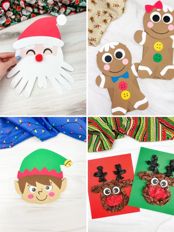 collage of christmas crafts for kids printables