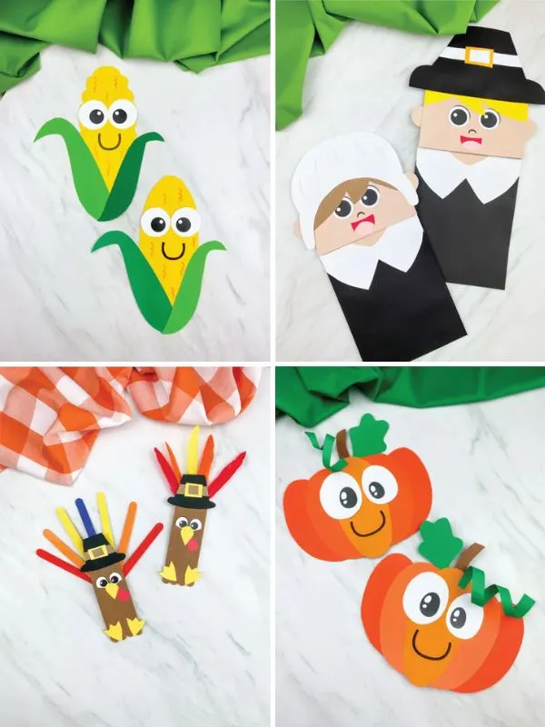 collage of cute thanksgiving crafts