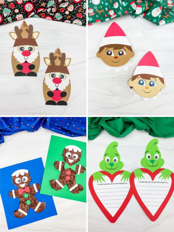 collage of easy christmas craft ideas for kids