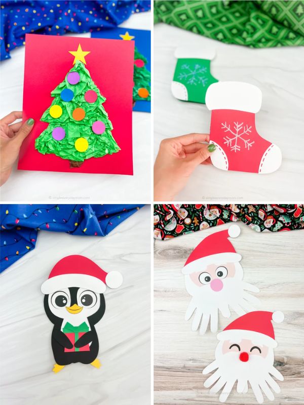 collage of easy fun christmas crafts
