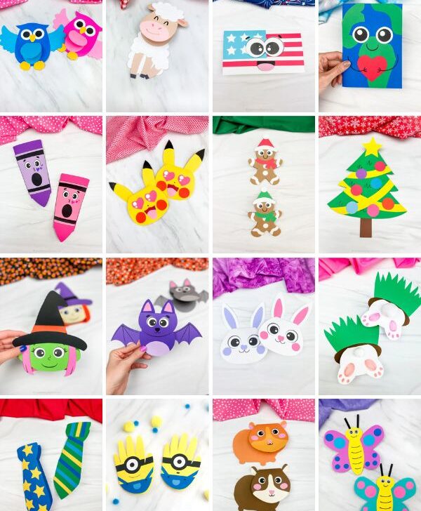 collage of featured image for 61 card crafts for kids