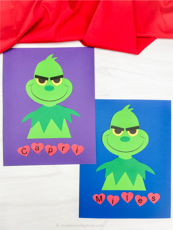 dual photo of grinch name craft