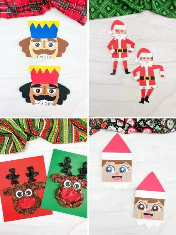 collage of kids christmas crafts