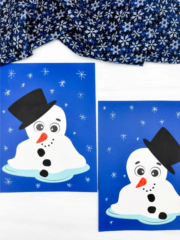double image of melted snowman craft