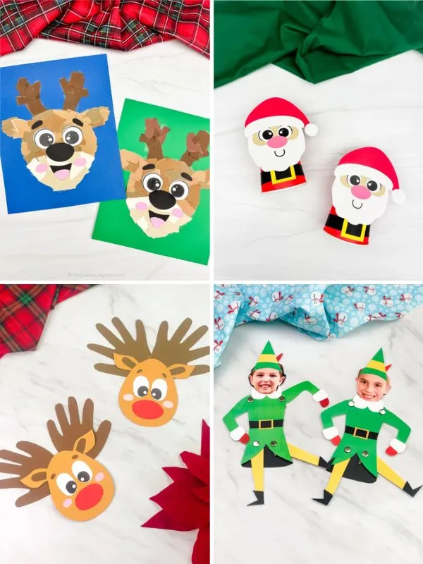 collage of quick christmas crafts
