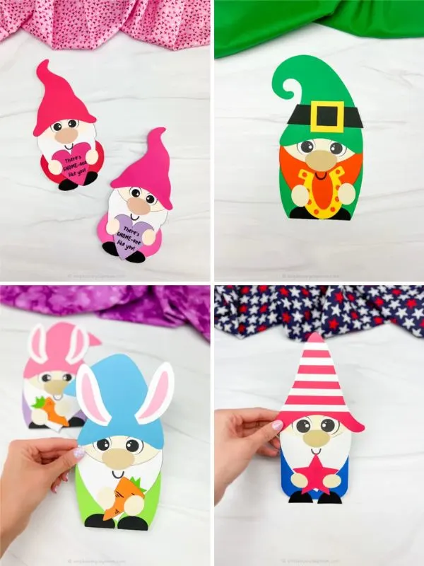 collage of gnome crafts