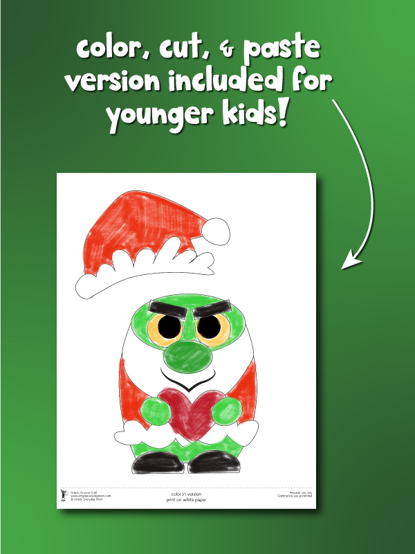 color cut and paste version of grinch gnome craft