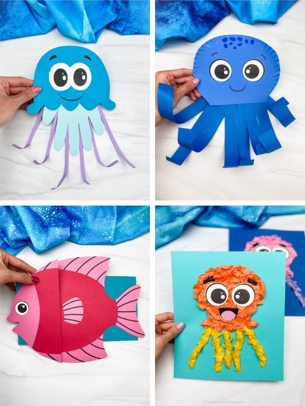 shark crafts and activities image collage