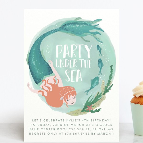 Mermaid birthday party invitations