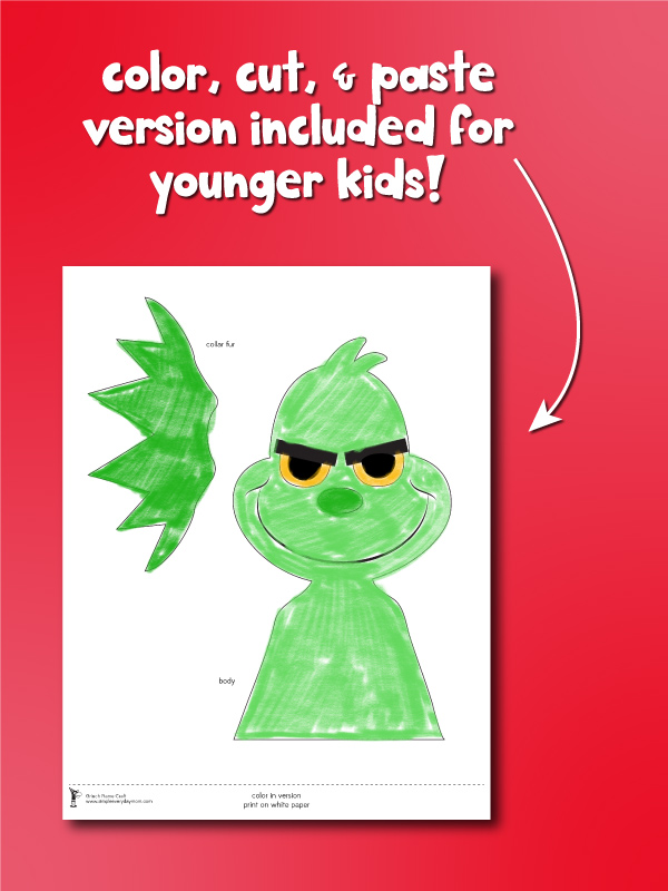 cut, color and paste grinch name craft template