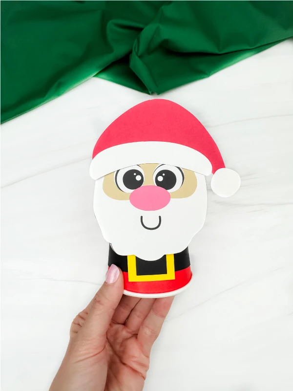 holding the santa paper cup craft