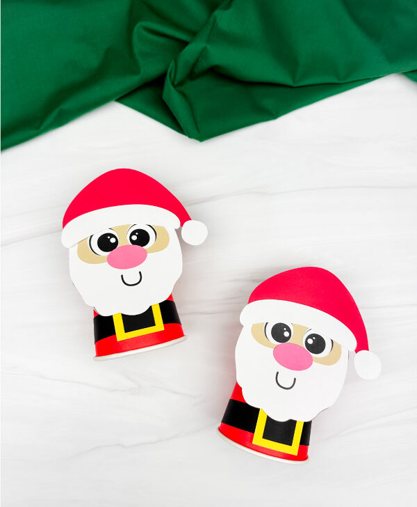 double image of santa paper cup craft side by side