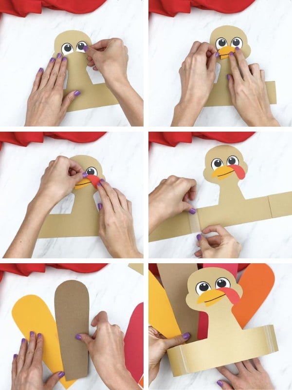 in process turkey headband craft image collage