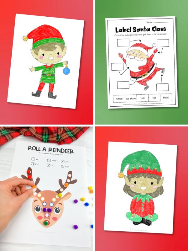 collage of activities for preschooler for christmas