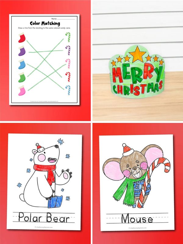 collage of christmas activities for preschoolers