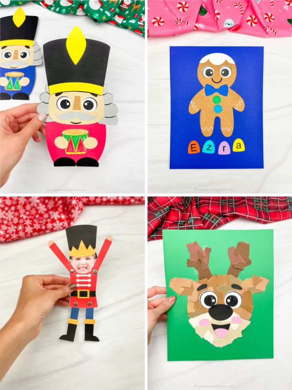 collage of christmas craft ideas for kids