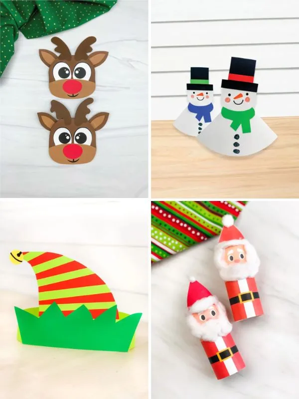 collage of christmas paper craft for kids