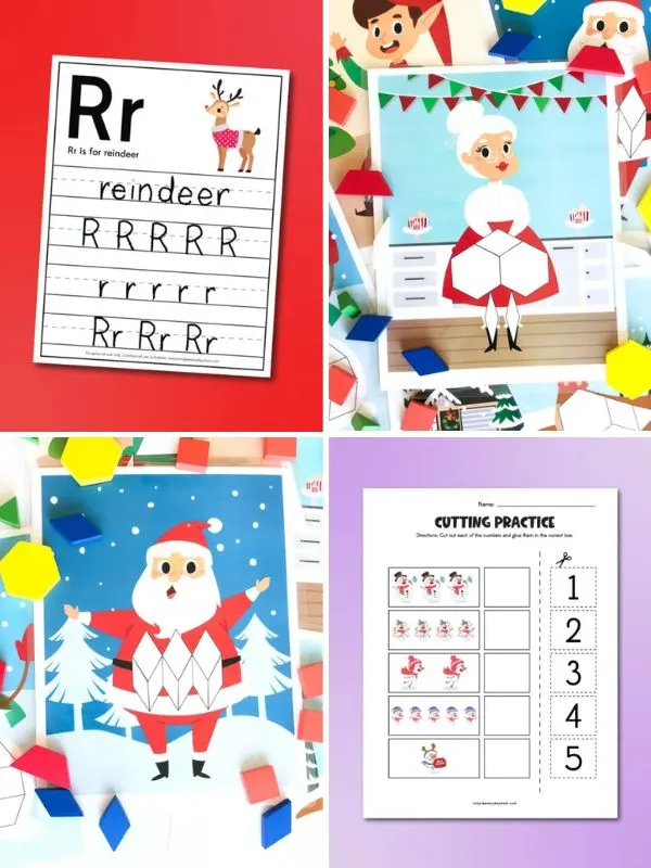 collage of christmas preschool activities