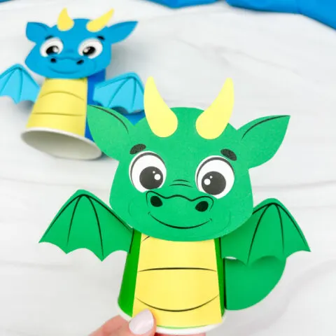 holding the dragon paper cup craft