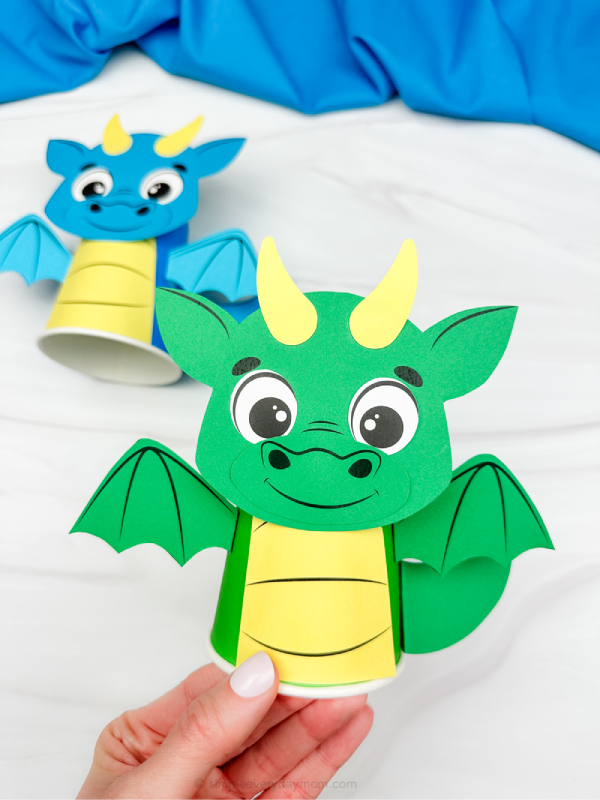 holding the dragon paper cup craft