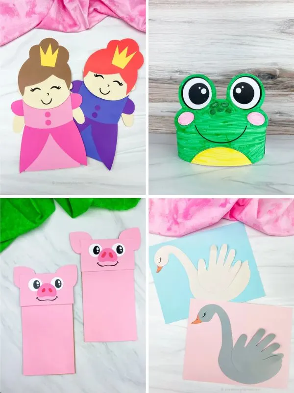 collage of fairytale crafts for kids