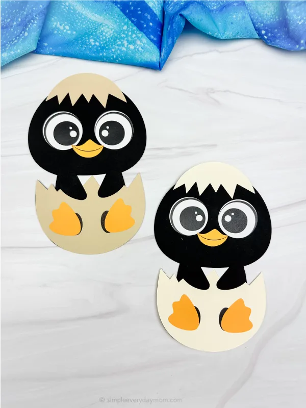 double image of hatching penguin craft