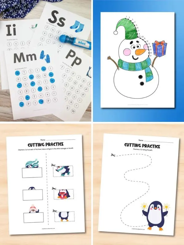 collage of kindergarten winter activities