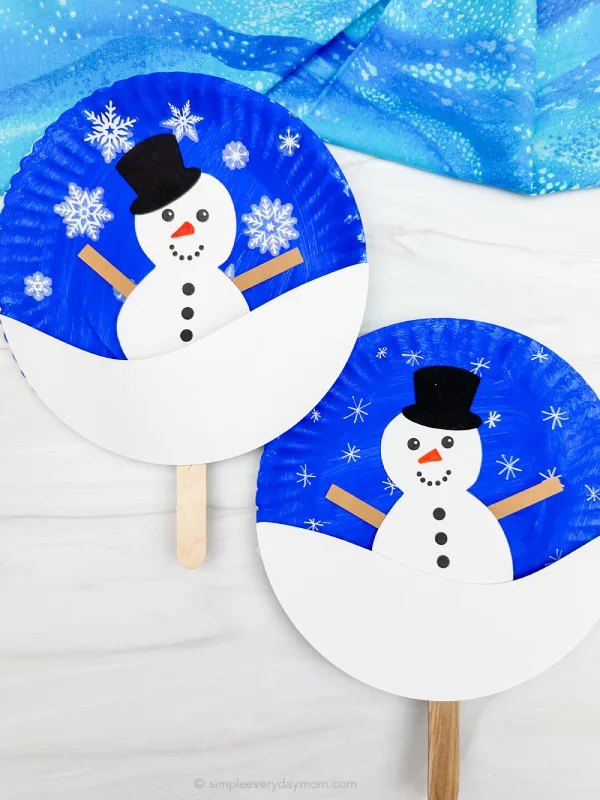 dual image of snowman paper plate craft