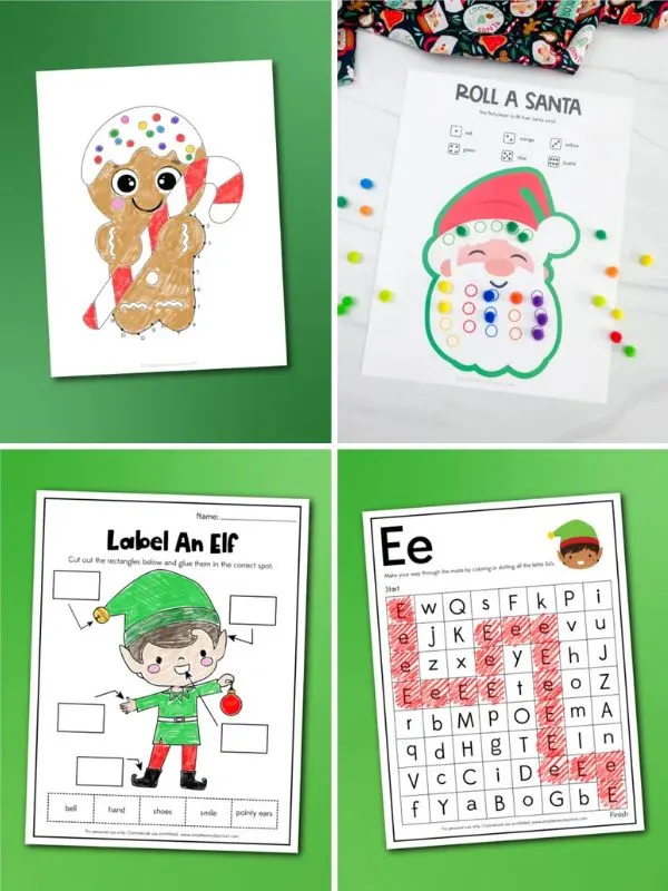 collage of simple christmas activities