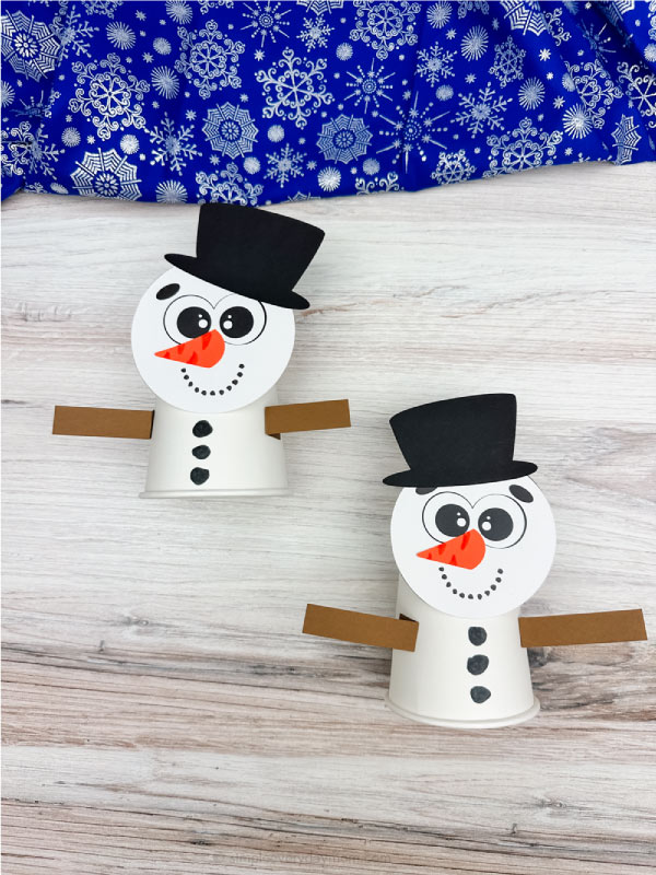 dual image of snowman paper cup craft