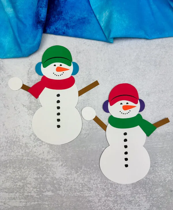 two image of snowmen at night craft image